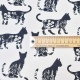 Tissu Bachette Imrpimée Chats Noir 