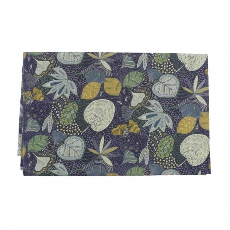 Coupon Tissu Vegetal Fond Navy