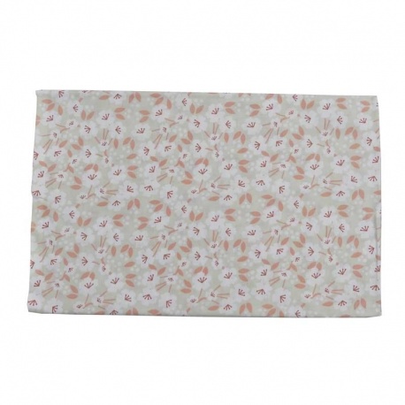 Coupon Tissu Fleur Orange Fond Amande