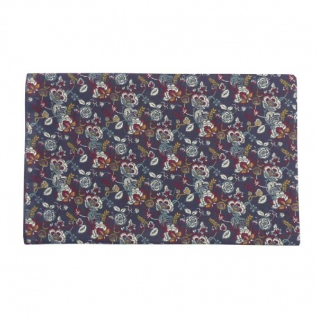 Coupon Tissu Motif Floral Fond Marine