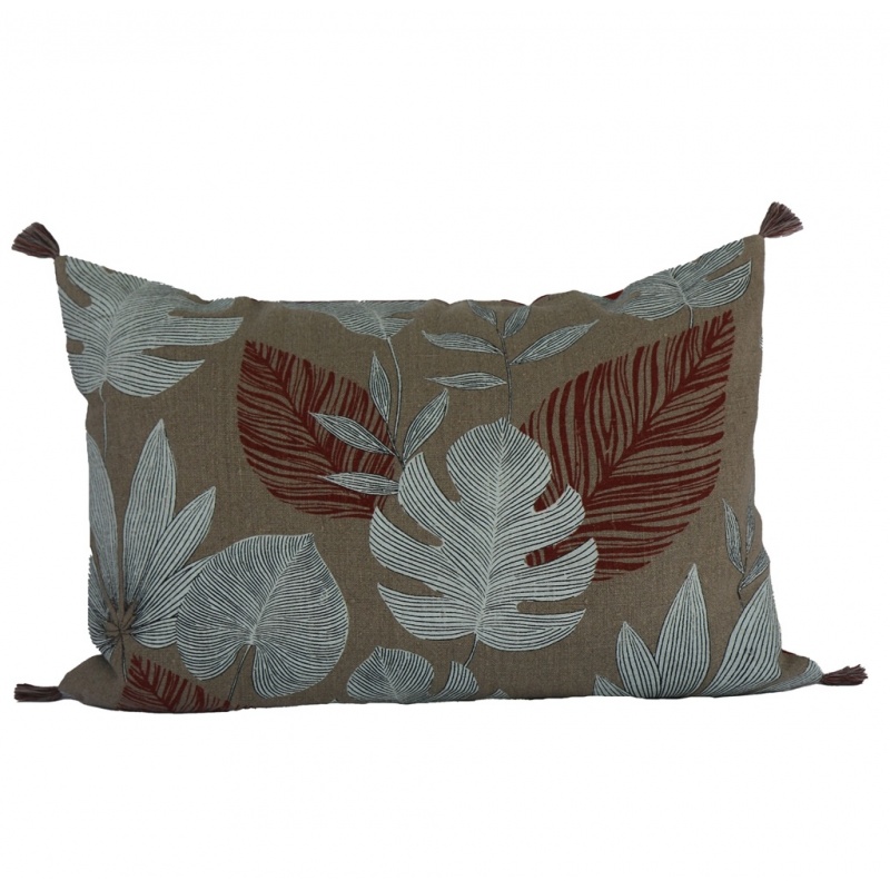 Coussin Leaves Cuir