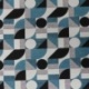 Tissu Jacquard Geometrique Bleu 