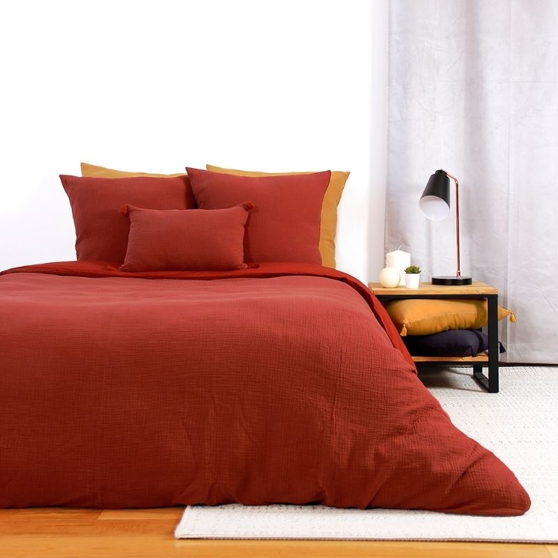 Housse de couette en gaze de coton TERRACOTTA