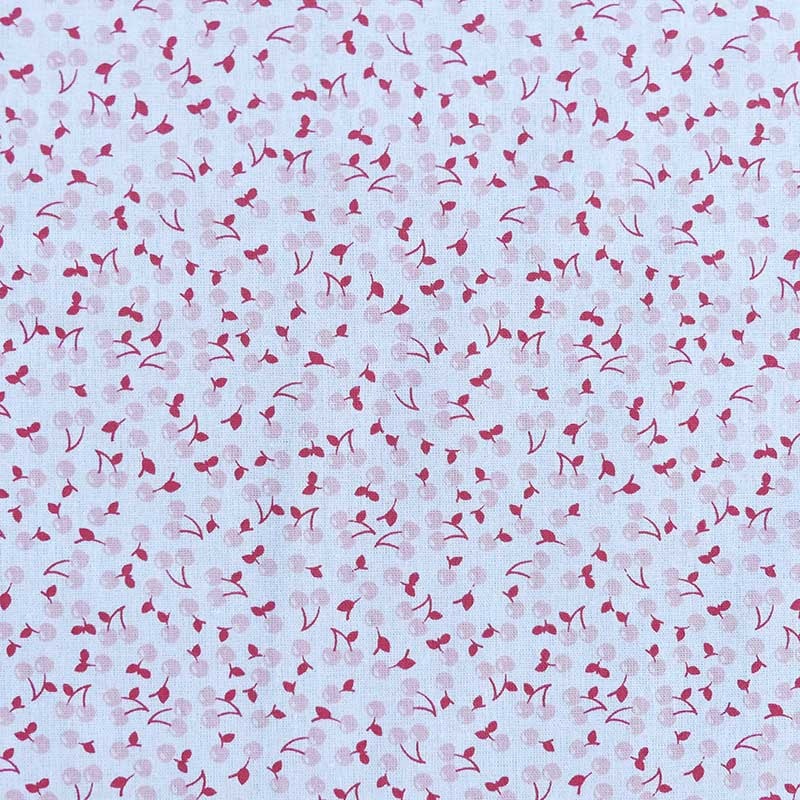 Tissu Cerises Cretonne Rose rouge 