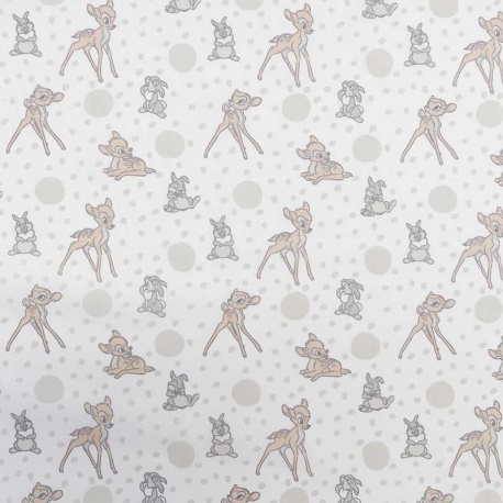 Tissu Licence Bambi Imprimé Blanc
