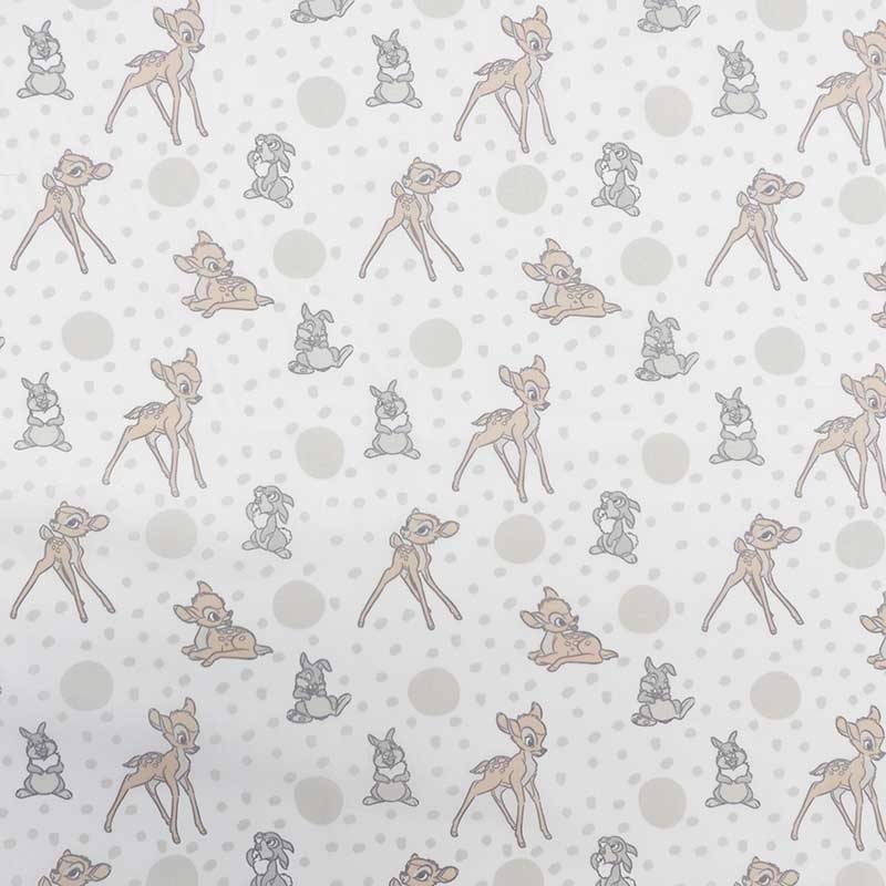 Tissu Licence Bambi Imprimé Blanc