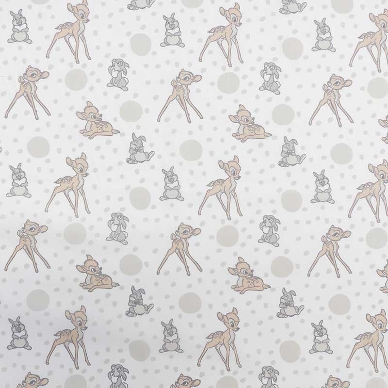 Tissu Licence Bambi Imprimé Blanc