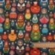 Tissu Bachette Matriochka Imprimé Multicolore
