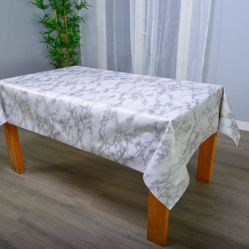 Tissu Toile Cirée Studio Marble Argent - Tissus des Ursules