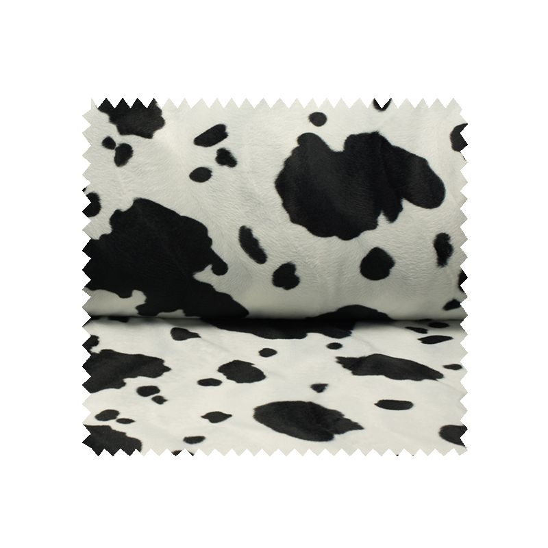 Tissu Fausse Fourrure Vache Blanc Noir