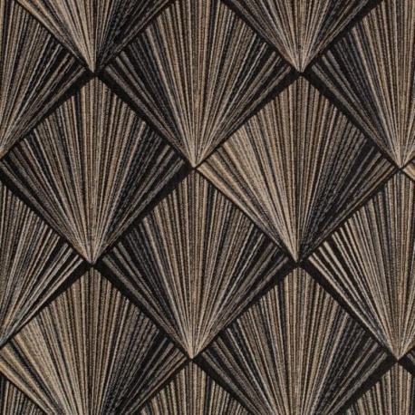 Tissu Jacquard Triangle D'or Noir