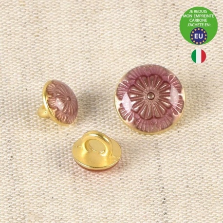 Bouton Ancien En Métal Avec Centre En Celluloïd - Mercerie Vintage, Occasion