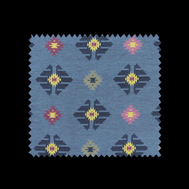 Tissu Jacquard Vichy Bleu