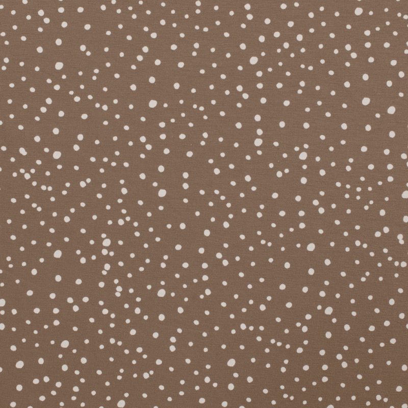 Tissu Jersey Imprimé Pois Taupe