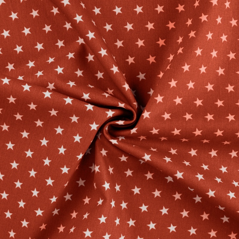 Tissu Organza Rouge Imprimé étoiles – 1,50 M De Large, 60 M De Long, Doré Et Métal