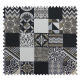 Tissu Jacquard Cubes Wall Mini Noir Gris Crème