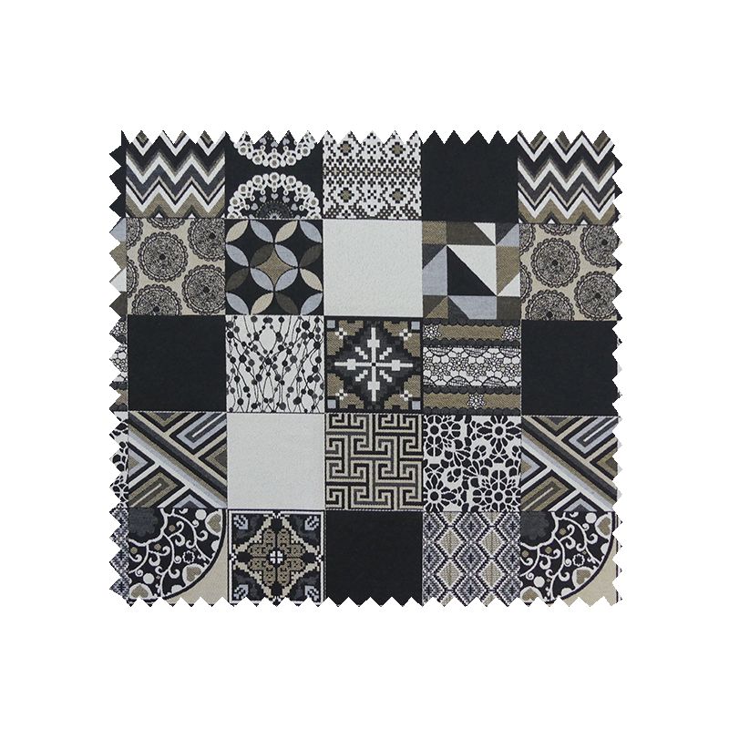 Tissu Jacquard Cubes Wall Mini Noir Gris Crème