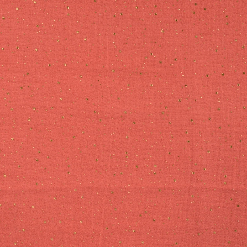 Tissu Double Gaze Studs Corail 