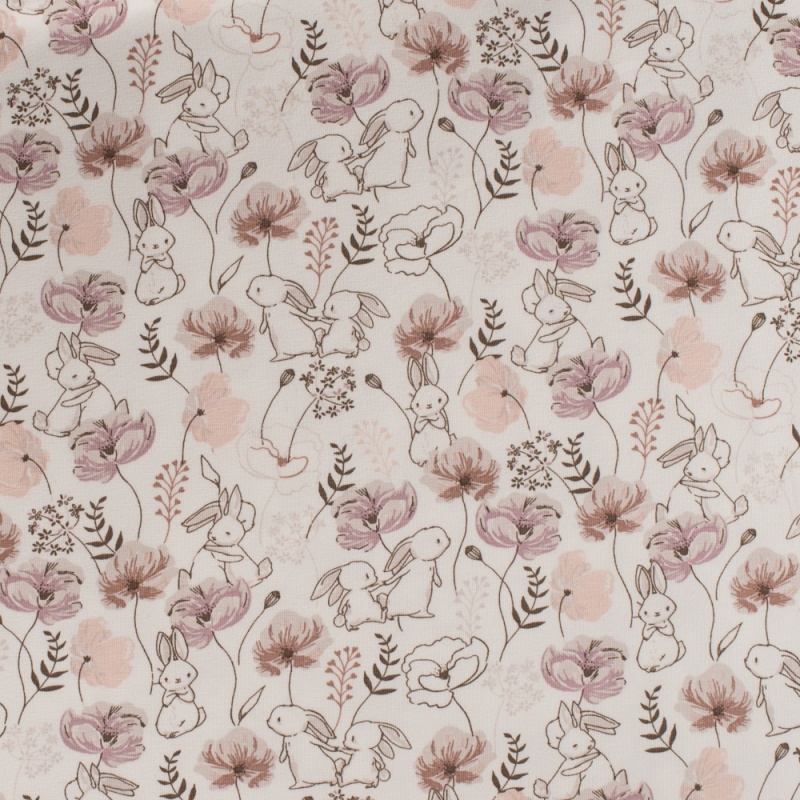 Tissu Jersey Imprimé Lapin Poudre 