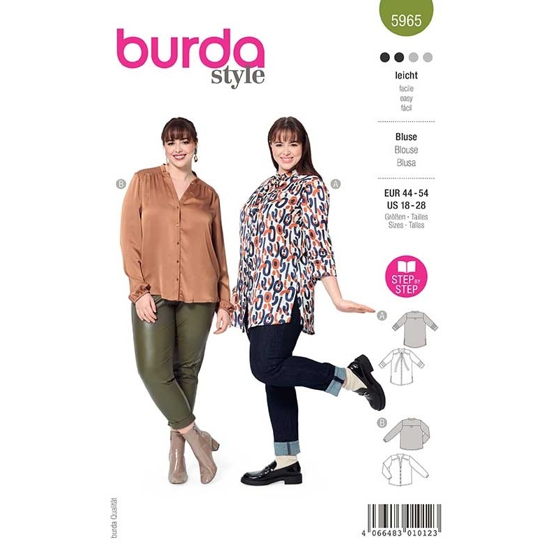 Patron 5965 Burda Style Blouse Avec Empiecement d'epaule et Col Droit 44/54