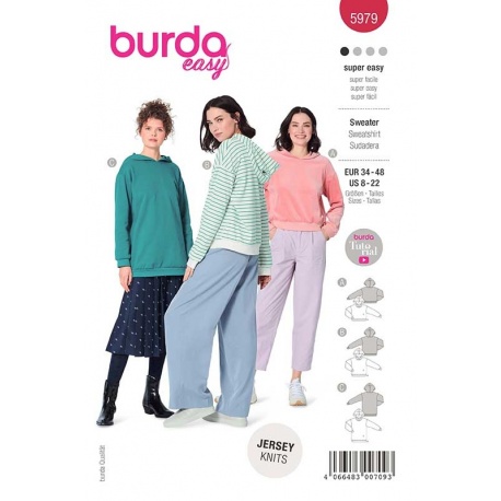 Patron 5979 Burda Style Sweat à Capuche 34/48