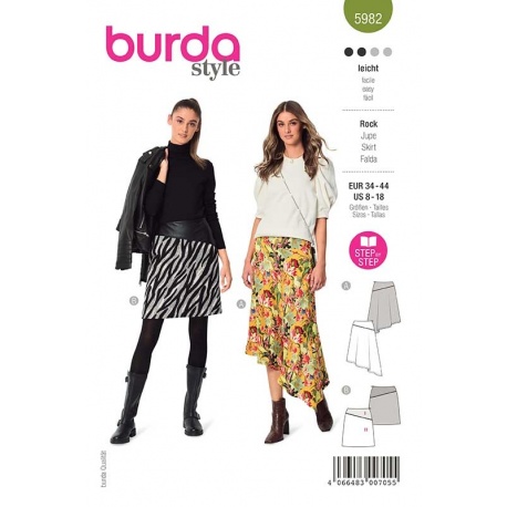 Patron 5982 Burda Style Jupe Avec Empiecement Oblique 34/44