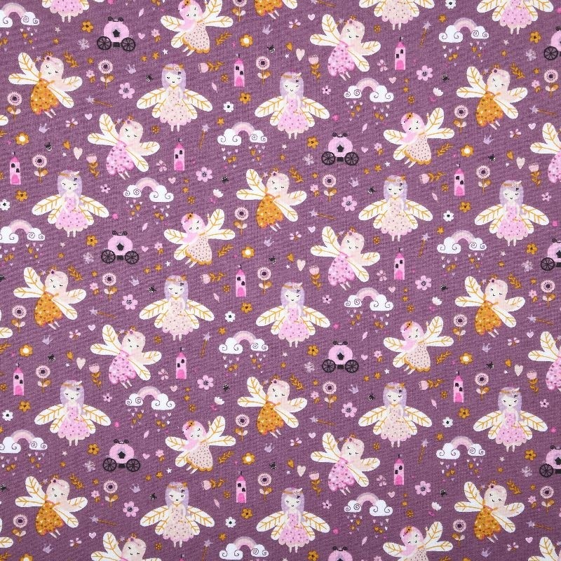 Tissu Cretonne Roselia Imprimé Lilas 