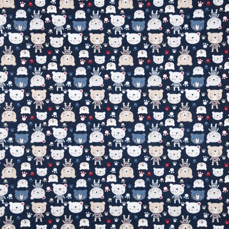 Tissu Cretonne Imprimée Teodor Marine 