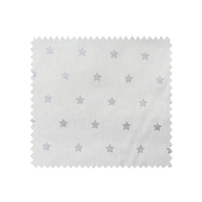 Tissu Cretonne Stars Blanc Argent