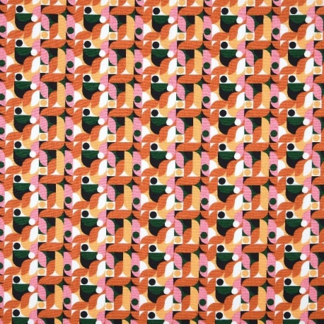 Tissu Cretonne Imprimée Soan Orange 