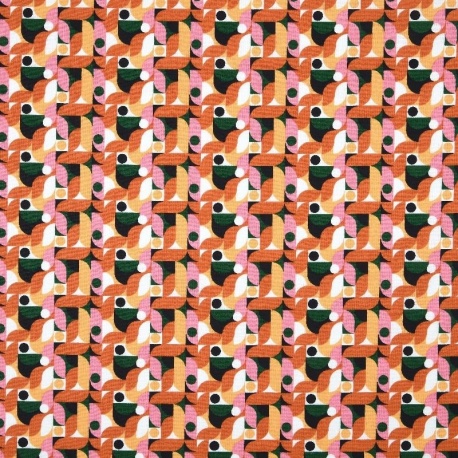 Tissu Cretonne Imprimée Soan Orange 