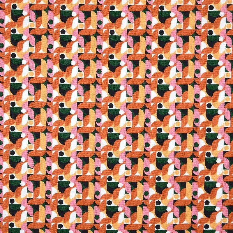 Tissu Cretonne Imprimée Soan Orange 