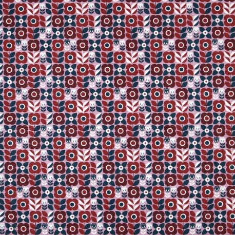 Tissu Cretonne Imprimée Armel Marsala 