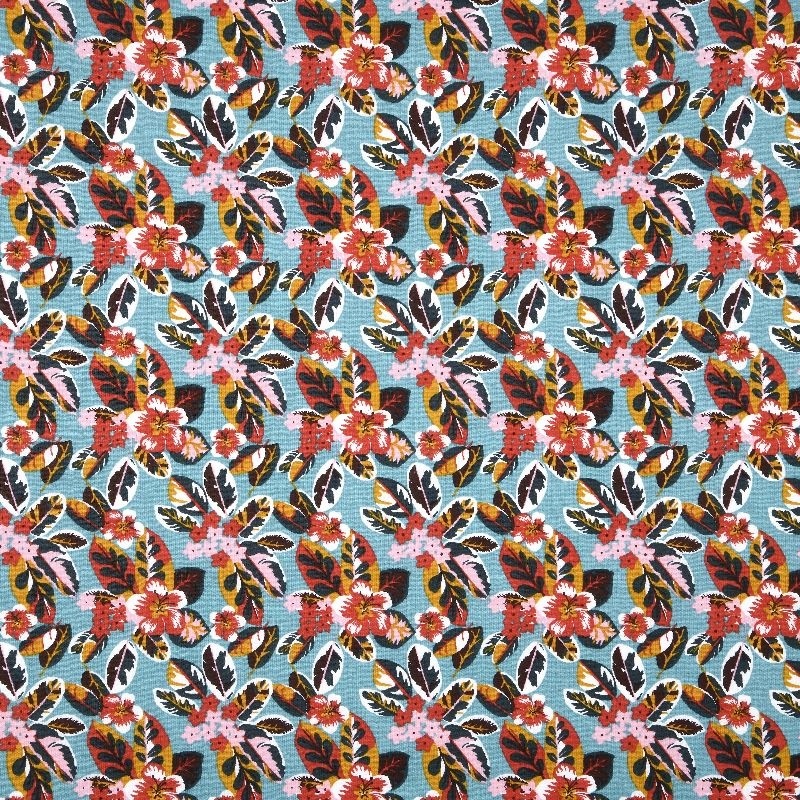 Tissu Cretonne Imprimée Campanule Bleu 