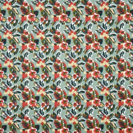 Tissu Cretonne Imprimée Campanule Vert