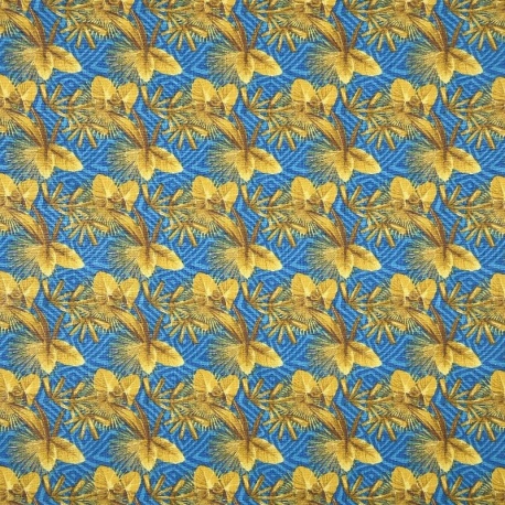 Tissu Cretonne Imprimée Palmor Bleu 
