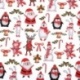 Tissu Cretonne Imprimée Natale Rouge 