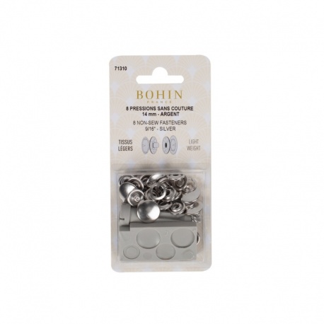 8 Boutons Pressions Sans Couture Nickel 14mm Bohin