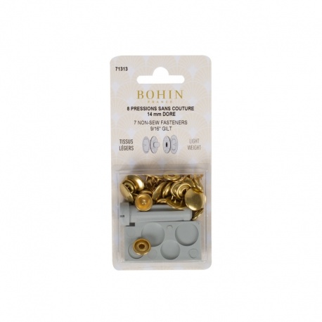 8 Boutons Pressions Sans Couture Dore 14mm Bohin