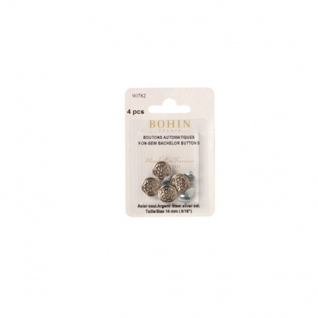 4 Boutons Automatiques Argent Pour Jean Etoile 14mm Bohin