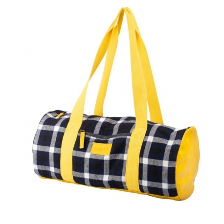 Sac Tricot Motif Tartan Jaune 45x22cm Bohin