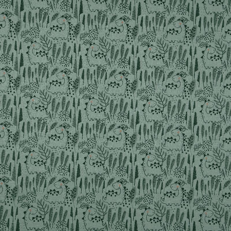 Tissu Cretonne Imprimée Babynosaure Vert 