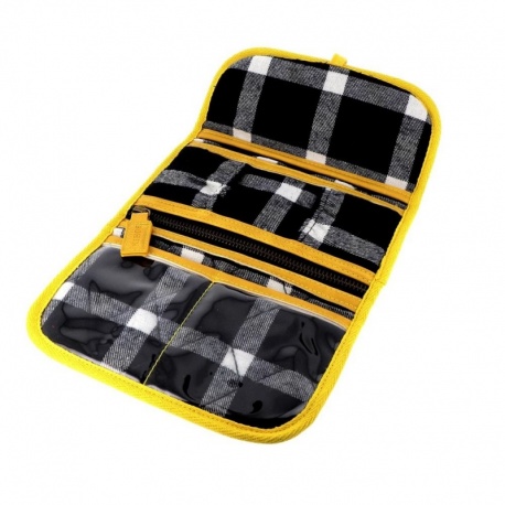 Trousse Motif Tartan Noir/jaune 18x31cm Bohin