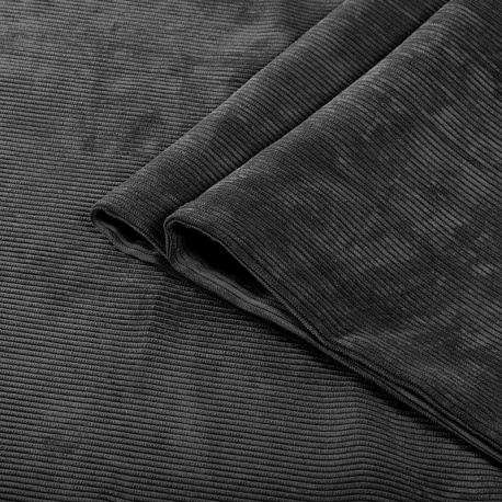 Tissu  Velours Côtelé Rochefort Anthracite 