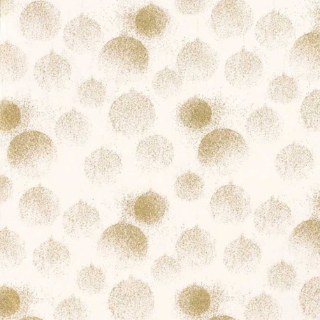Tissu Coton Imprimé Boules Noël Blanc Cassé