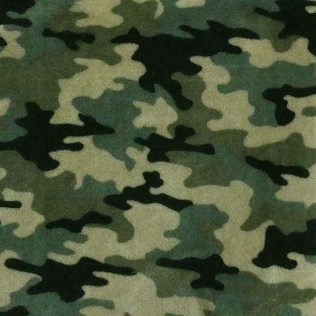Tissu Polaire Reversible Camouflage uni Kaki  
