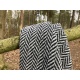 Tissu Laineux Chevron Ecru Noir