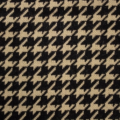Tissu Tricot Pied de Poule Camel 