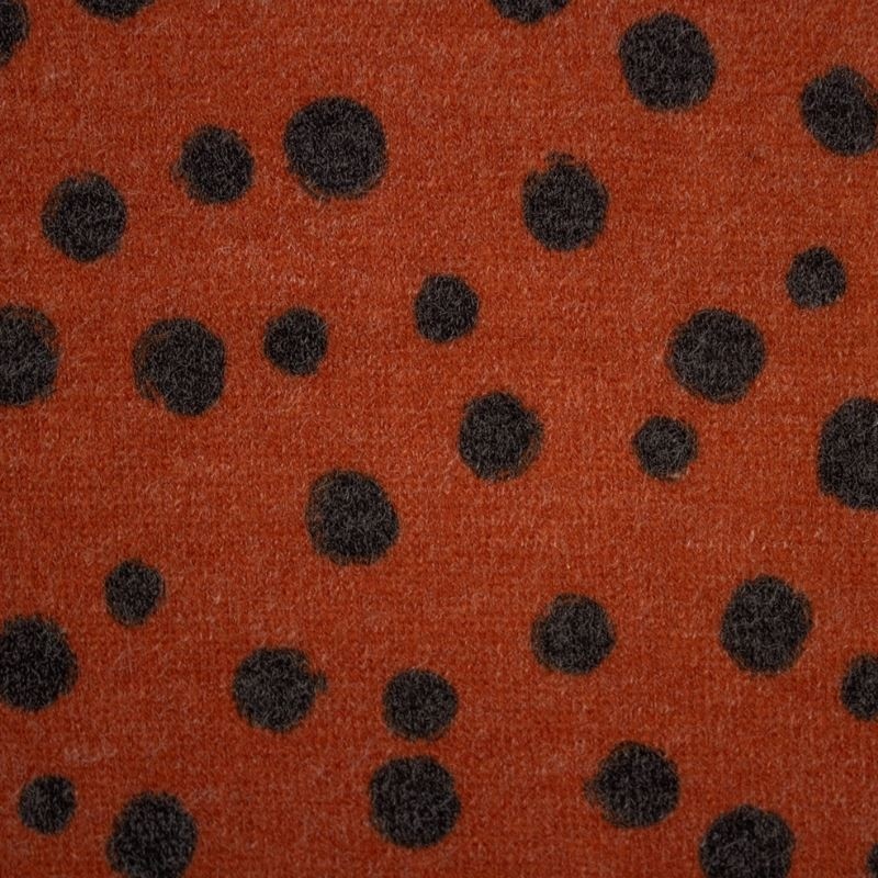 Tissu Maille Tricot Imprimée Pois Cognac