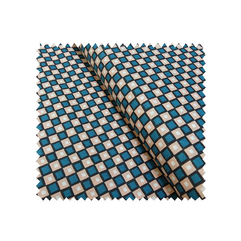 Tissu Coton Imprimé Cube Bleu